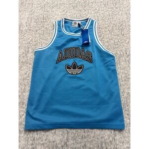 Adidas Originals Boys Sky Rush Blue Mesh Basketball Tank Top Jersey Size M